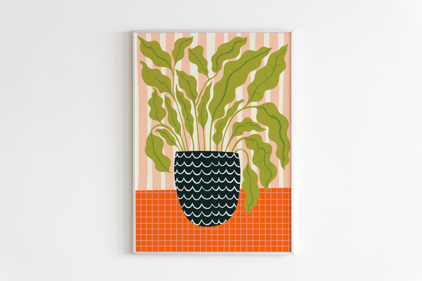House Plant Illustration Print in Orange and Black