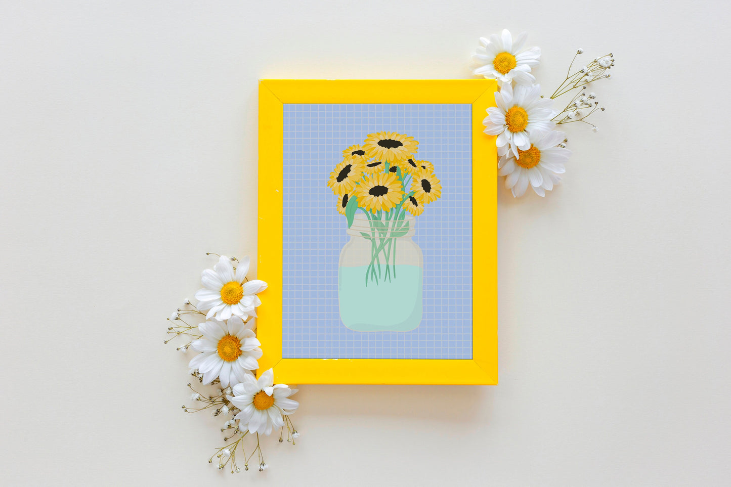 Sunflowers In A Vase Print in Pastels