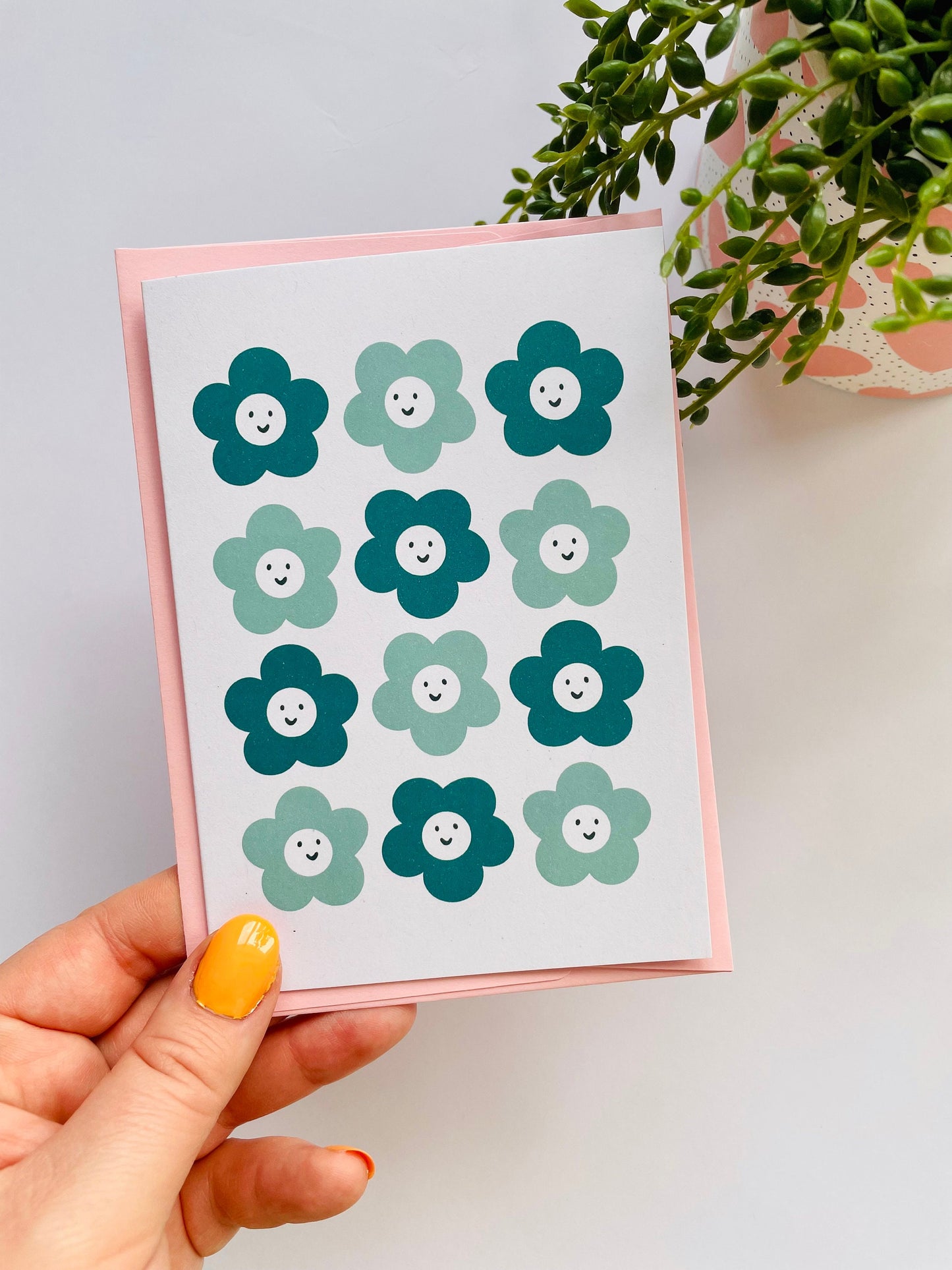 Smiling Flowers A6 Greetings Card