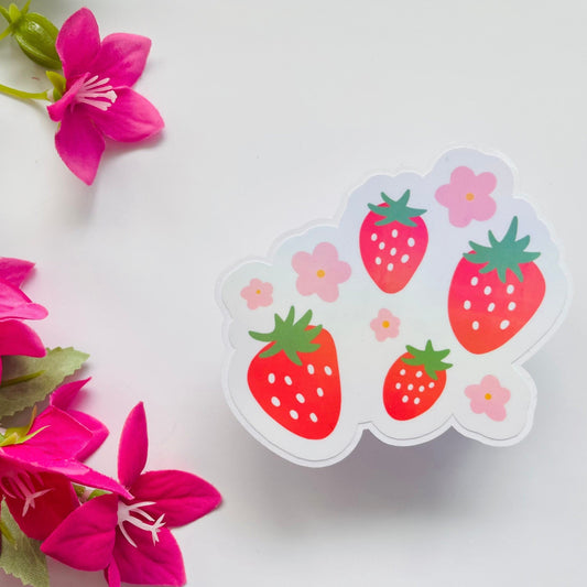 Holographic Strawberries Sticker