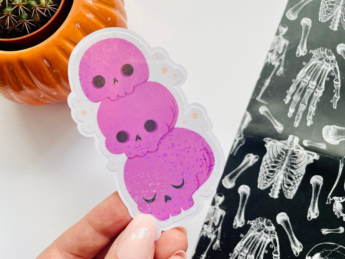 Holographic Purple Skulls Sticker