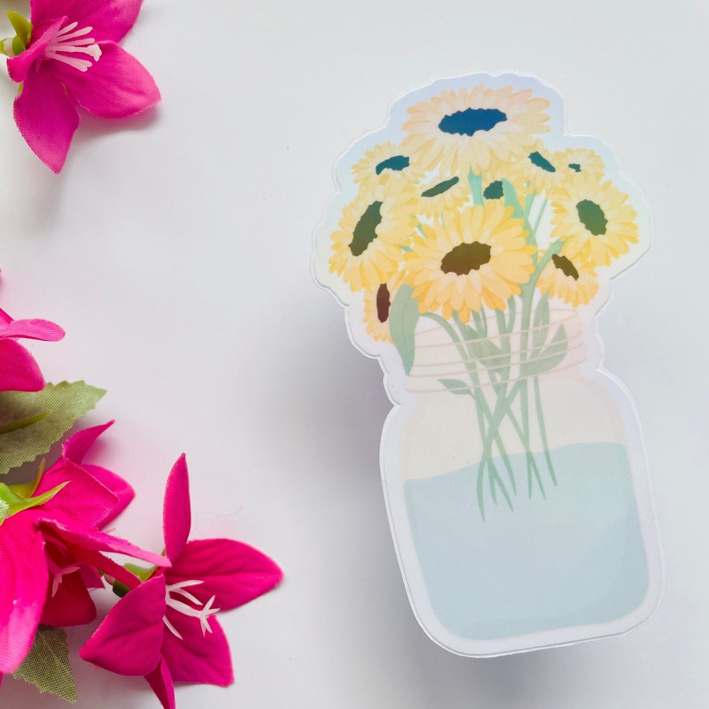 Holographic Sunflowers in a Vase Sticker