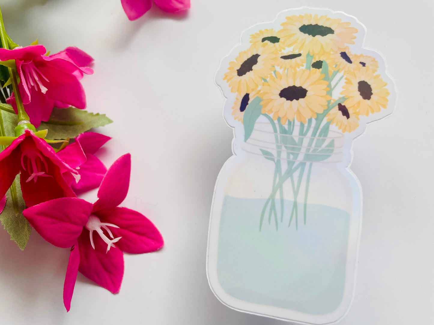 Holographic Sunflowers in a Vase Sticker