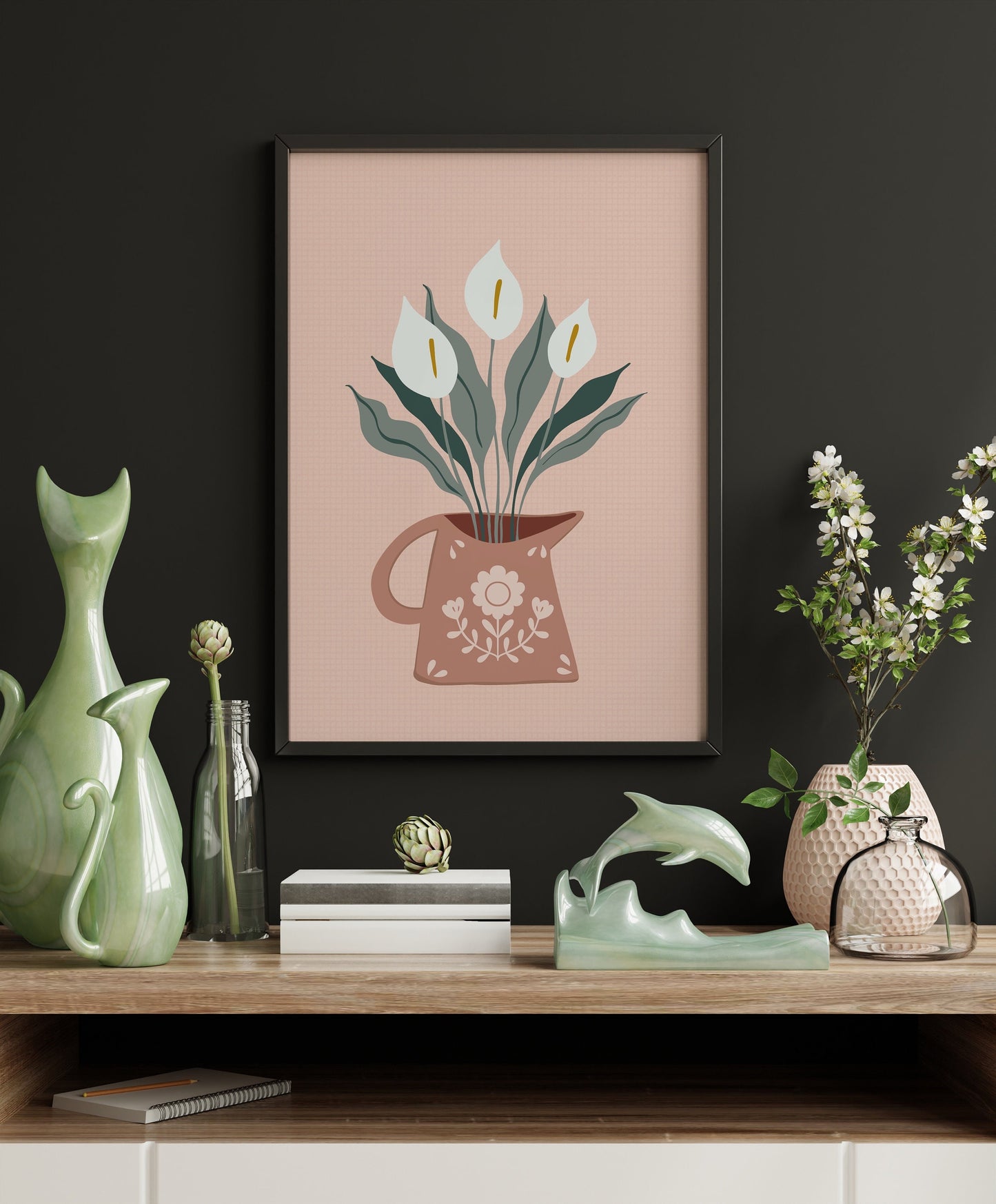 Calla Lilies Print in Dusky Pink