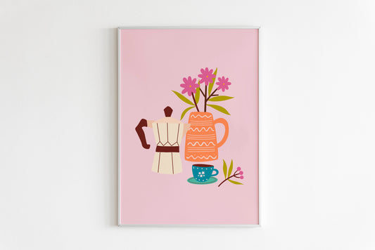 Coffee and Flowers Print