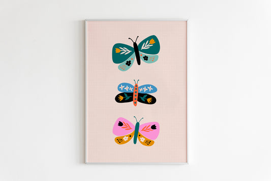 Retro Butterflies Print