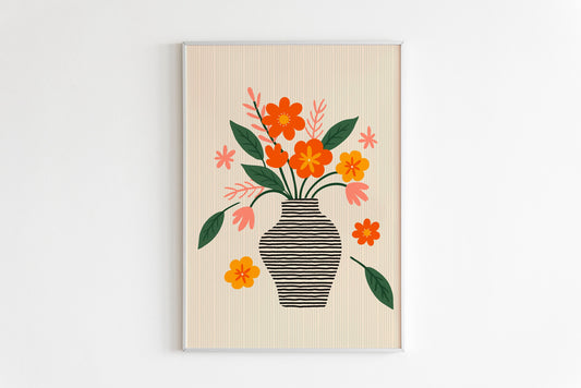 Vase of Flowers Print in Yellow and Green