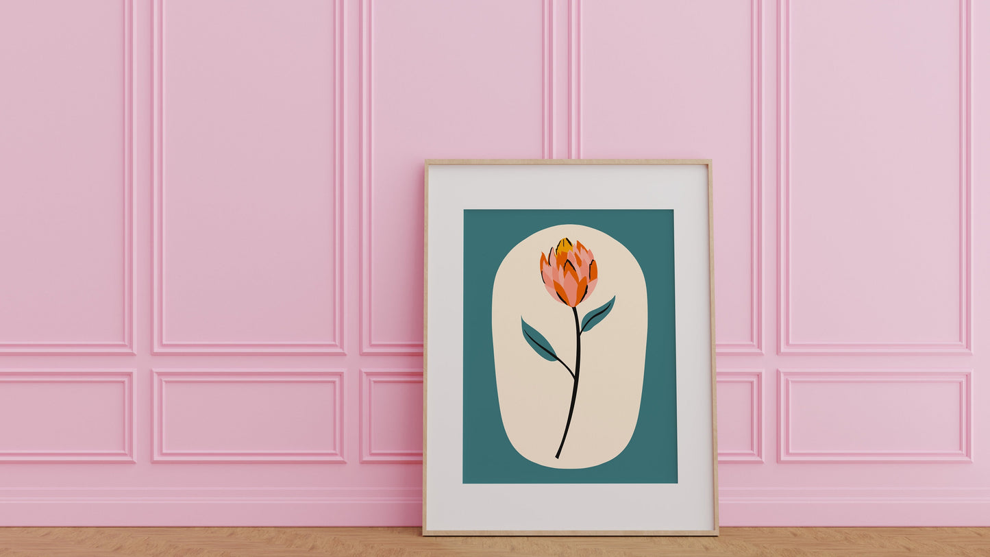 Tulip Print in Teal